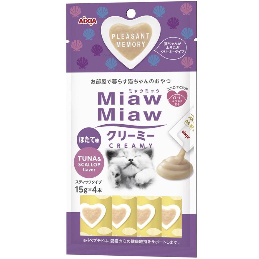 4 FOR $11: Aixia Miaw Miaw Creamy Tuna & Scallop Cat Treat 60g