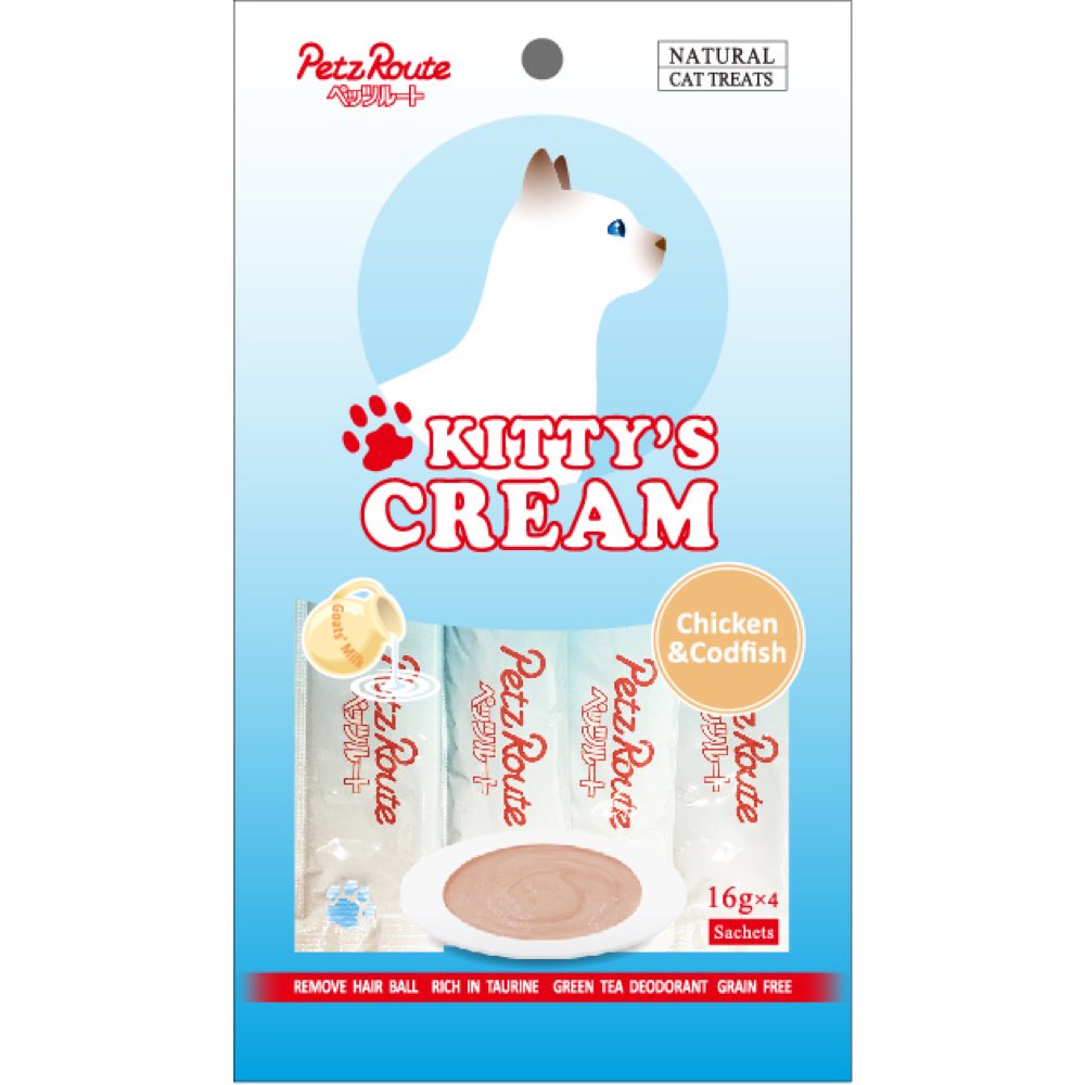 3 FOR $10: Petz Route Kitty??s Cream Chicken & Codfish Cat Treats (4x 16g)