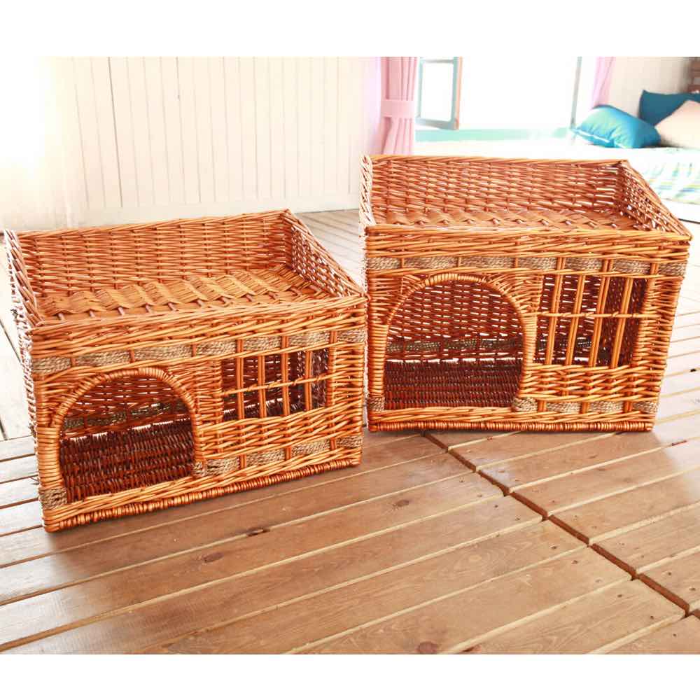 Sweety Rectangular Rattan Cat House Bed