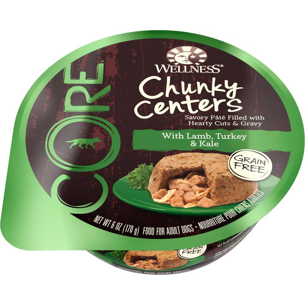 "BUY 3 GET 1 FREE: Wellness CORE Chunky Centers Lamb, Turkey & Kale Wet Dog Food 6oz"