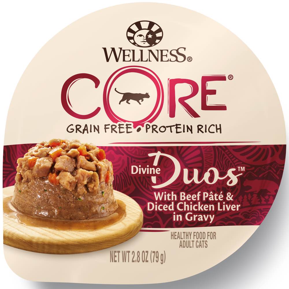 Wellness CORE Divine Duos Beef Pate & Diced Chicken Liver In Gravy Wet Cat Food 2.8oz