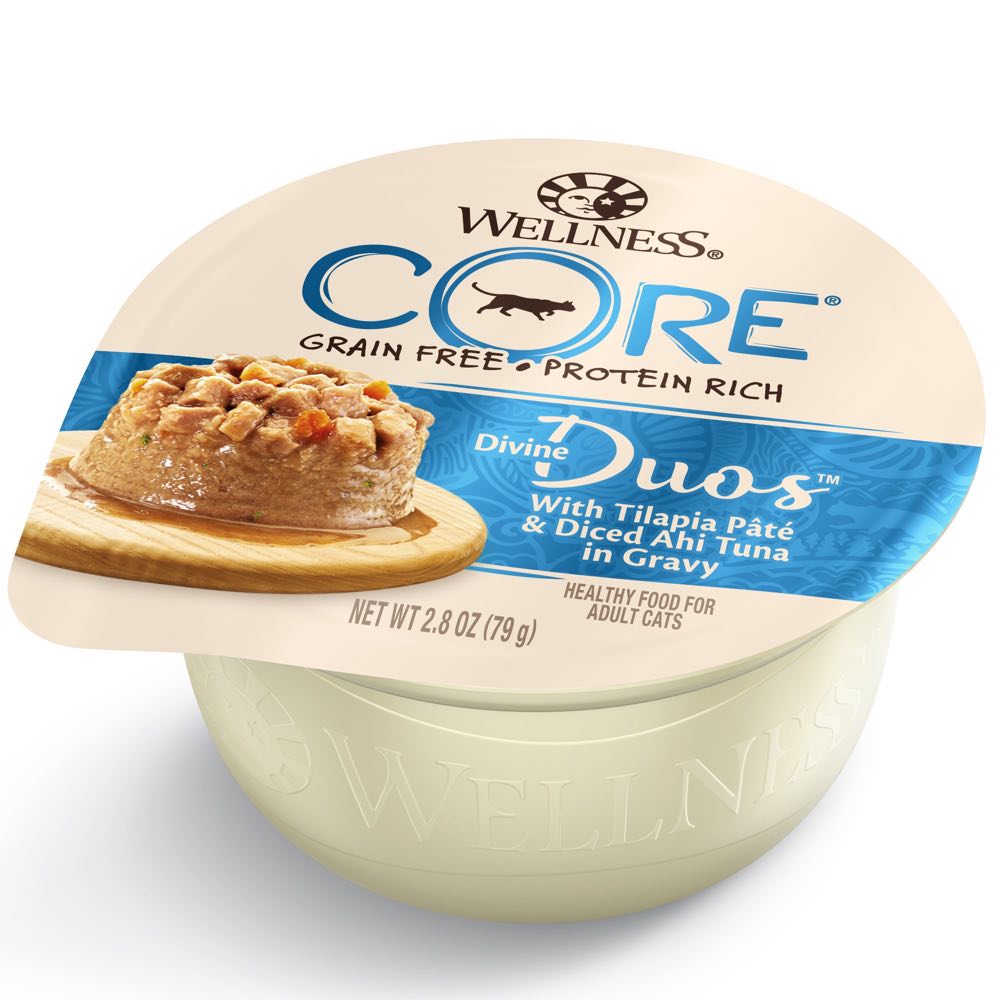 Wellness CORE Divine Duos Tilapia Pate & Diced Ahi Tuna In Gravy Wet Cat Food 2.8oz