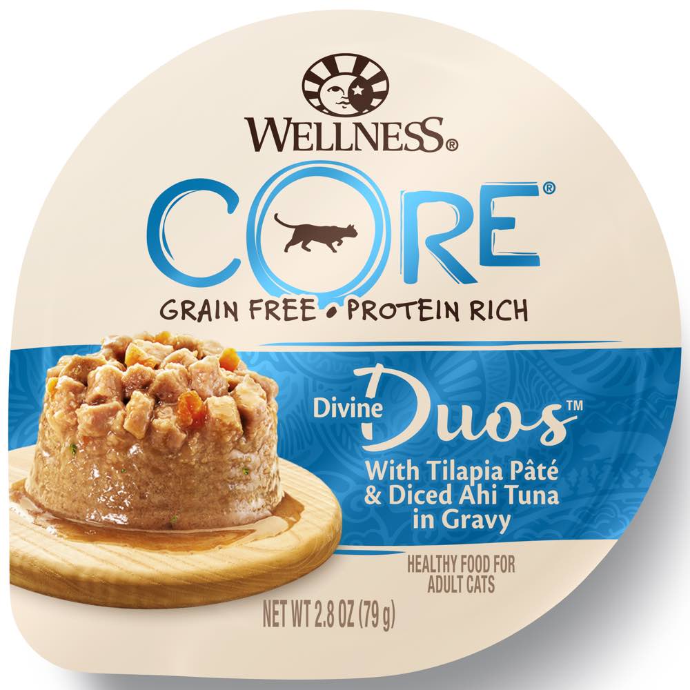 Wellness CORE Divine Duos Tilapia Pate & Diced Ahi Tuna In Gravy Wet Cat Food 2.8oz