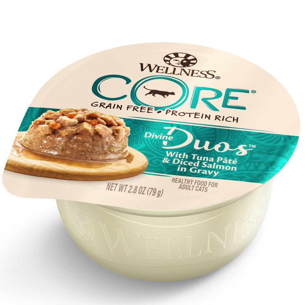 Wellness CORE Divine Duos Tuna Pate & Diced Salmon In Gravy Wet Cat Food 2.8oz