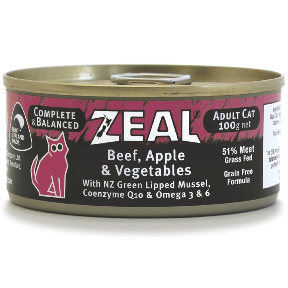 "Zeal Beef, Apple & Vegetables Canned Cat Food 100g"