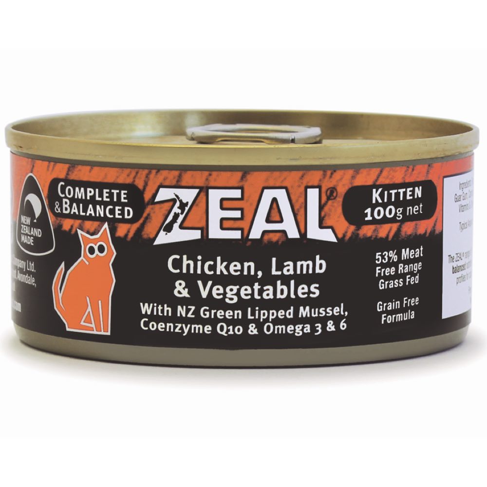 "Zeal Chicken, Lamb & Vegetables Kitten Canned Cat Food 100g"