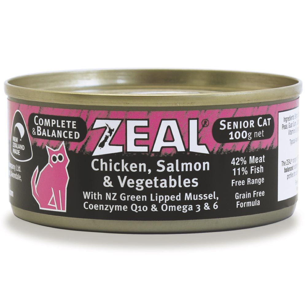 "Zeal Chicken, Salmon & Vegetables Senior Canned Cat Food 100g"