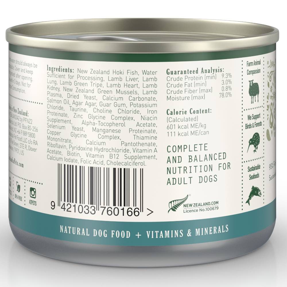 15% OFF: Zealandia Wild Hoki Fish Pate Grain-Free Adult Canned DOG Food 185g