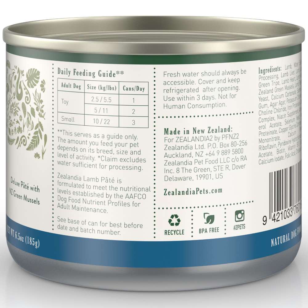 15% OFF: Zealandia Free Range Lamb Canned Dog Food 170g