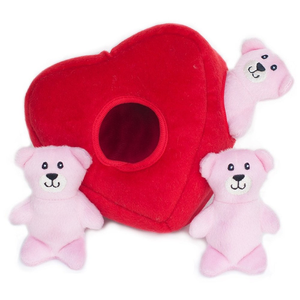 ZippyPaws Valentine's Burrow Heart N' Bears Dog Toy